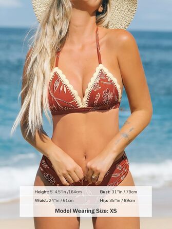 CUPSHE БІКІНІ СЕT: V-подібний виріз, зав'язки на шиї, висока талія, квітковий принт, мереживо, двочастинний купальник