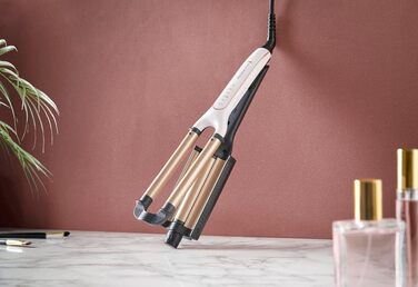 Мультистайлер 4-в-1 Remington ProLuxe CI91AW для завивки та гофре: плойка для пляжних та природних хвиль, цифровий дисплей, регулювання температури до 210°C, колір Біла троянда