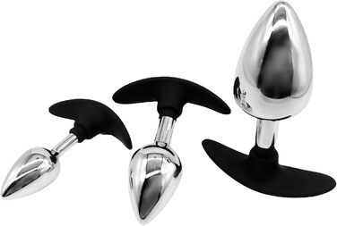 Набір анальних пробок зі сталі: дилататори, масажер простати, стимулятор для пар, S+M+L