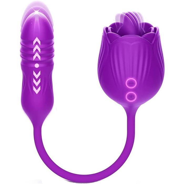 Вібратор Doppelkopf 3-в-1 з функцією імпульсу, 10 режимів лизання та 10 телескопічних режимів для жінок, водонепроникний, електричний стимулятор G-точки та клітора, еротична іграшка для жінок та пар (фіолетовий)