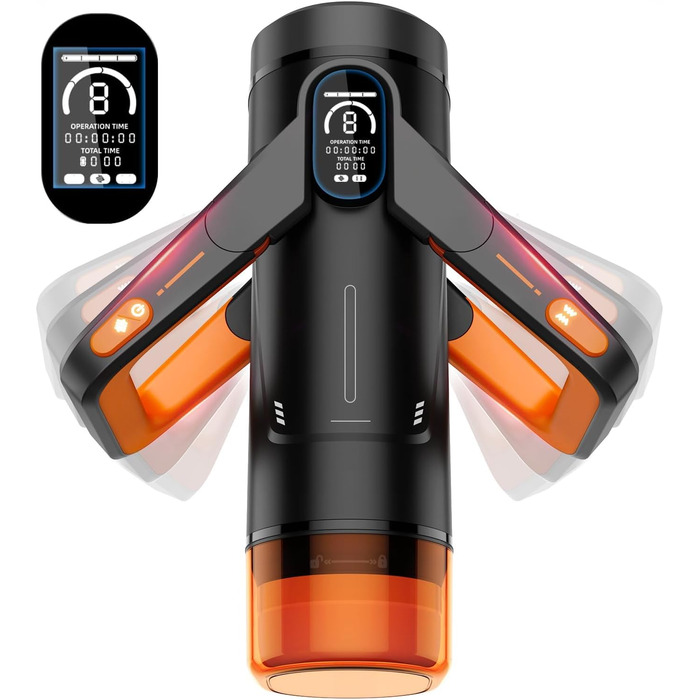 Інтимна іграшка для чоловіків Eanatoys Masturbieren - 9 вібраторів, телескопічна функція, 3D реалістична вагіна, LCD-дисплей, помаранчевий колір