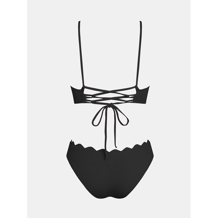 CUPSHE Bikini Set Daen - двочастинний купальник з трикутником, тропічний принт, чорний (S)