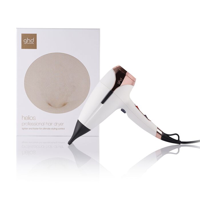 Професійний фен для волосся ghd Helios: швидке сушіння, низький рівень шуму, легка вага, білий колір