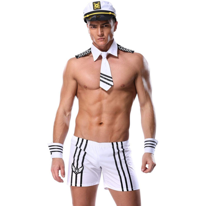 Костюм моряка чоловічий VENI MASEE для вечірки/косплею, блакитний, універсальний розмір