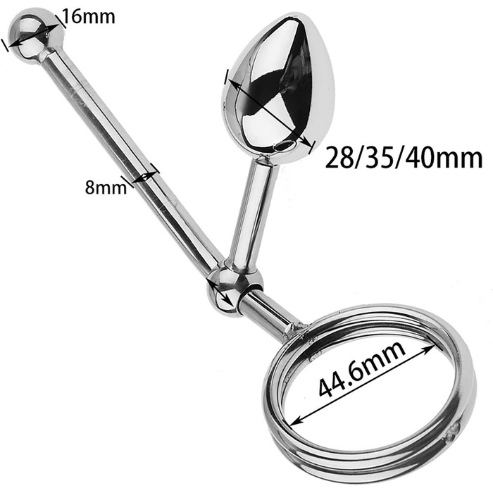 Анальний гачок з кільцями для яєчок, металевий, для БДСМ, з кільцем для статевого члена, з анальним штекером, для чоловіків, S+M+L