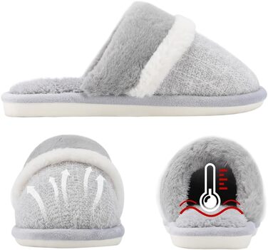 Зимові домашні капці GOEWY для жінок та чоловіків з ефектом пам'яті (Memory Foam), теплі та протиковзкі тапочки-шлепанці, світло-сірі, розмір 40/41 EU