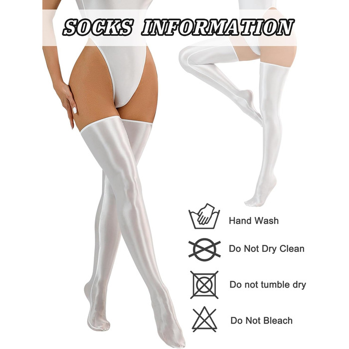 Чулки-сліп Overknees FEOYA з ефектом мокрого блиску, білі. Чорні, танцювальні, для вечірок, костюми.