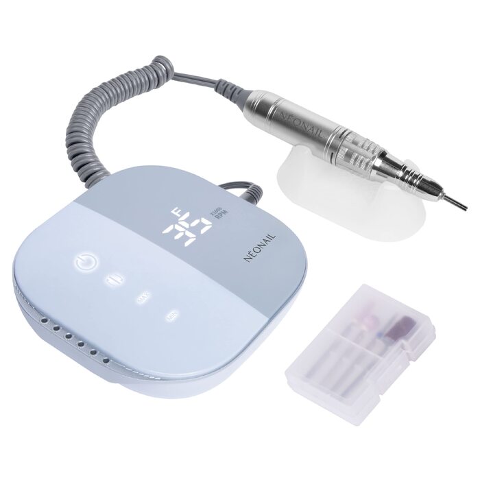 Електричний апарат для манікюру та педикюру NÉONAIL Nail Drill One Touch 21W, набір для обробки гелевих нігтів з 4 фрезами