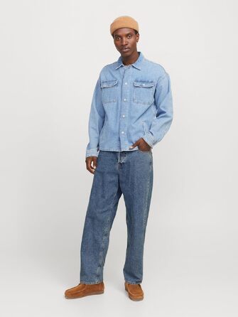 Чоловічі джинси Jack & Jones JJIALEX Baggy Fit синього кольору, денім
