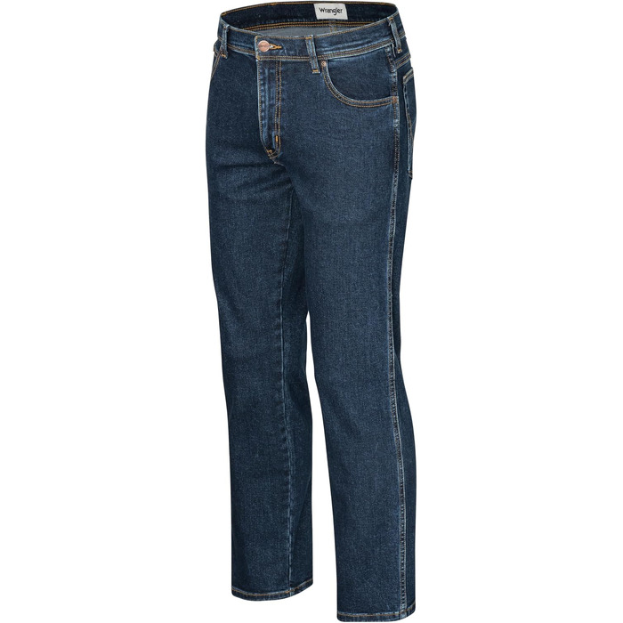 Чоловічі стрейч-джинси Wrangler Texas Regular Fit Authentic Straight, колір Darkstone, з коричневим ременем (46W / 30L)