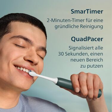 Електрична зубна щітка Philips Sonicare Series 3100 (HX4033/26) з датчиком тиску, 3 режимами інтенсивності, SmarTimer та дорожнім футляром, темно-зелена