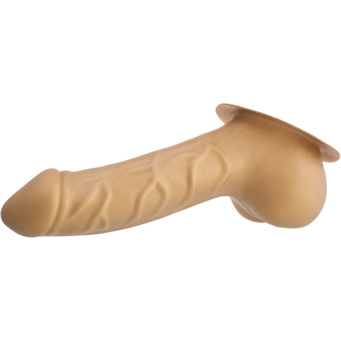 Латексний пеніс-чохол Carlos Schaftlänge 15см, золото, з основою для прикріплення до латексу - реалістичний пеніс-сleeve з великим мошонкою та виразною головкою. Зроблено в Німеччині.