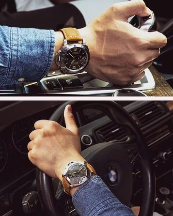 Шкіряний ремінець для годинника Panerai Luminor 44мм Vintage Military, 22мм 24мм 26мм, світло-коричневий зі сріблястими елементами